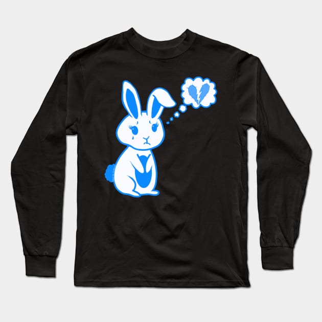 Sad Blue Bunny Rabbit Long Sleeve T-Shirt by ROLLIE MC SCROLLIE